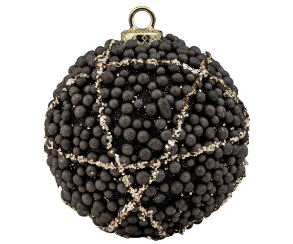 Μάυρη Πλαστική Χριστουγεννιάτικη Μπάλα 8cm (Σετ 6 τμχ)